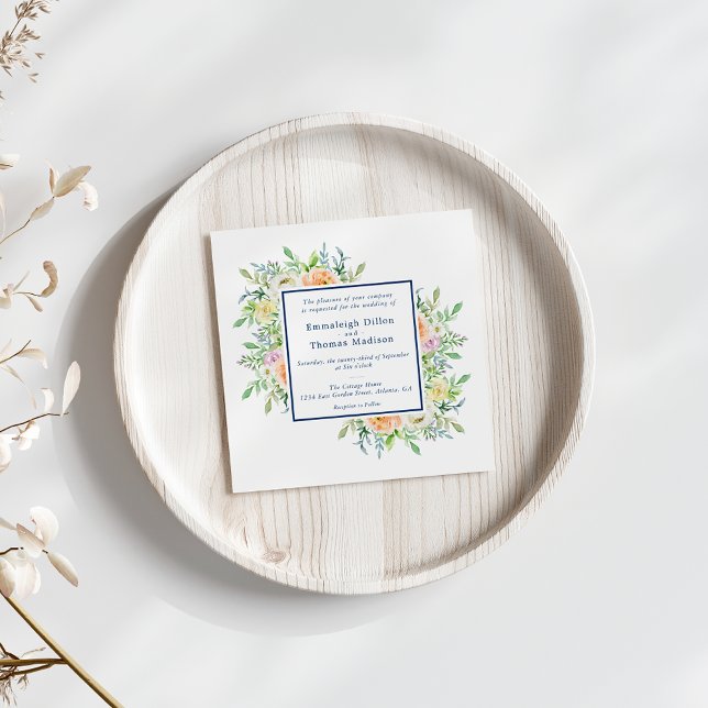 Convite Casamento Pastel Floral Garden Watercolor (Criador carregado)