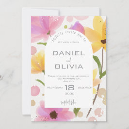 Convite Casamento Pastel Floral Watercolor
