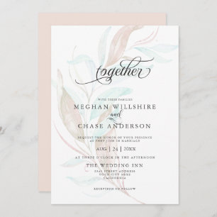 Convite CASAMENTO   Pastel Watercolor Wispy Foliage