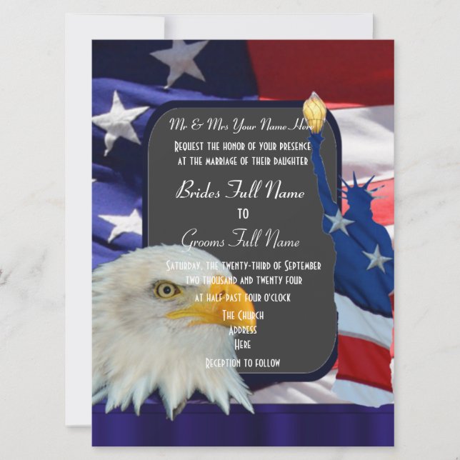 Convite Casamento Patriótico Americano (Frente)