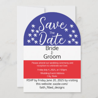 Convite Casamento Patriótico de 4 de julho