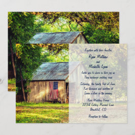 Convite Casamento Patriótico de Bandeira Americana Rustic