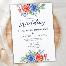 Convite Casamento Patriótico Vermelho Branco Azul 4 de jul