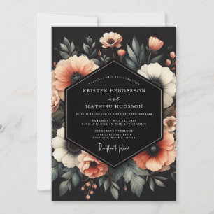 Convite Casamento Peach Noir Bloom