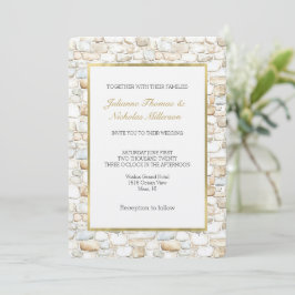 Convite Casamento Pedras Falsas Branco Creme Cinza