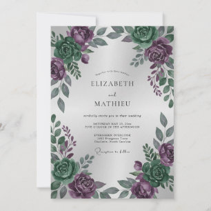 Convite Casamento Peônia Esmeralda Ameixa