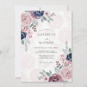 Convite Casamento Peônia Índigo Malva