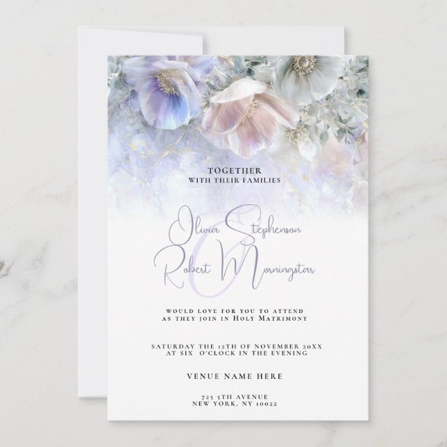 Convite Casamento | Peônia Pastel (Frente)