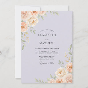 Convite Casamento Peônia Periwinkle Damasco