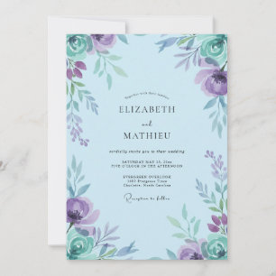 Convite Casamento Peônia Periwinkle Lavanda Suave