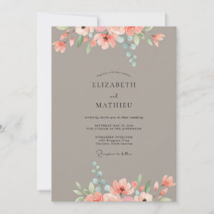 Convite Casamento Peônia Pêssego Taupe