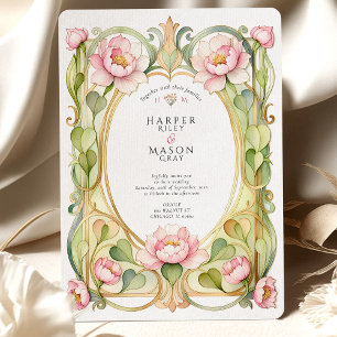 Convite Casamento Peônia Rosa