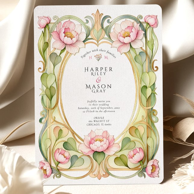 Convite Casamento Peônia Rosa (Criador carregado)