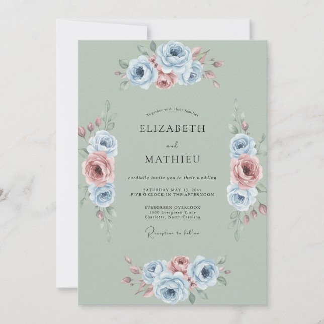 Convite Casamento Peônia Roxo Celadão (Frente)