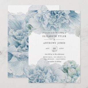 Convite Casamento Peônias Azuis