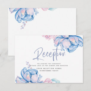 Convite Casamento Pêonias Azuis e Bubblegum Rosa