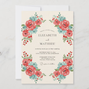 Convite Casamento Pérola Água Coral Empoeirada
