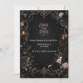 Convite Casamento Pérola Rosa Barroco Vitoriano Gótico