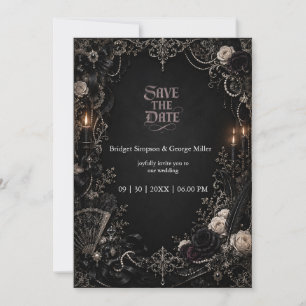 Convite Casamento Pérola Rosa Barroco Vitoriano Gótico