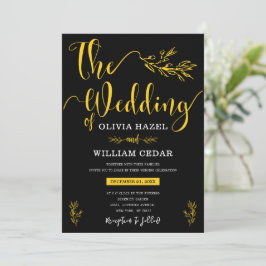 Convite Casamento Personalizado Amarelo Botânico Negro Ele