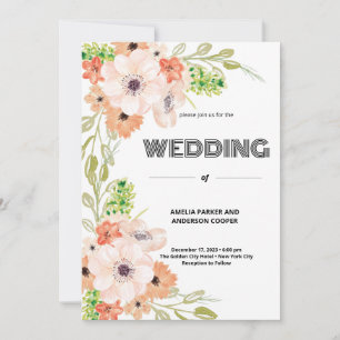 Convite Casamento Personalizado Aquarela Floral