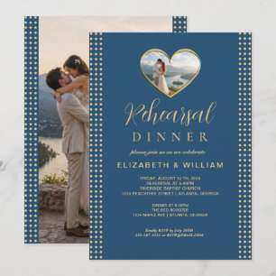 Convite Casamento personalizado com bolinhas azuis e doura