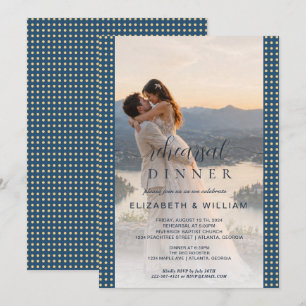 Convite Casamento personalizado com bolinhas azuis e doura