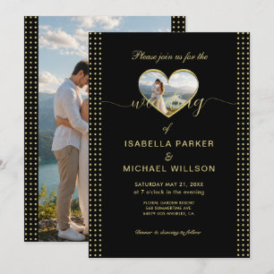 Convite Casamento personalizado com bolinhas douradas e pr