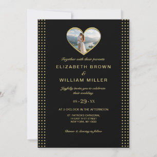 Convite Casamento personalizado com bolinhas douradas e pr