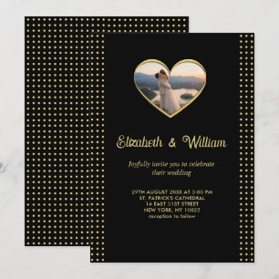Convite Casamento personalizado com bolinhas douradas e pr