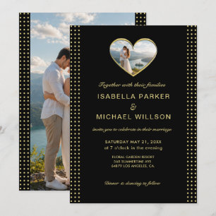 Convite Casamento personalizado com bolinhas douradas e pr