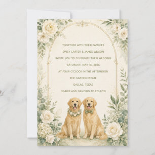 Convite Casamento Personalizado com Cachorro Golden Retrie