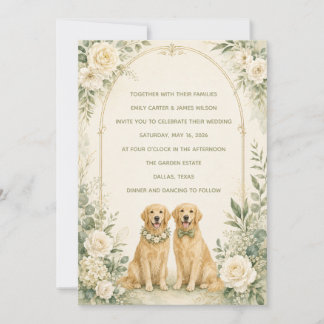 Convite Casamento Personalizado com Cachorro Golden Retrie