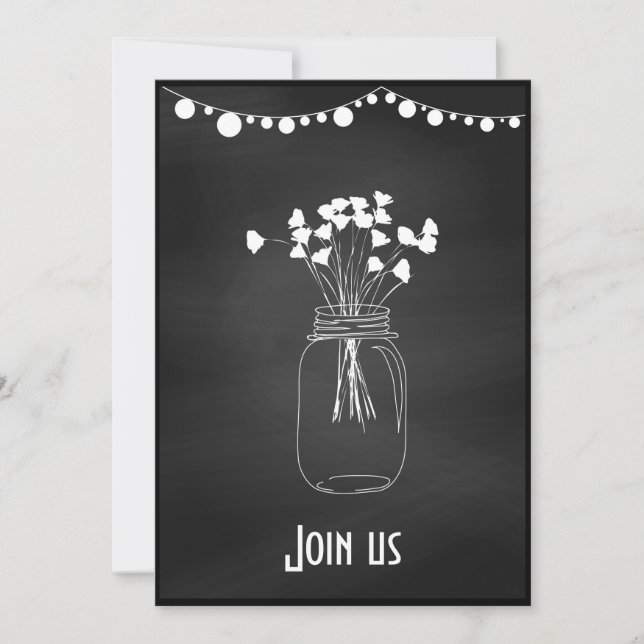 Convite Casamento Personalizado com Quadro Negro Moderno (Frente)