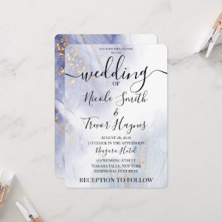 Convite Casamento Personalizado com Tinta Alcoólica Azul R