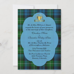 Convite Casamento Personalizado com Xadrez Tartã Lamont Az