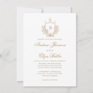 Convite Casamento Personalizado Da Crest. Monograma Dourad