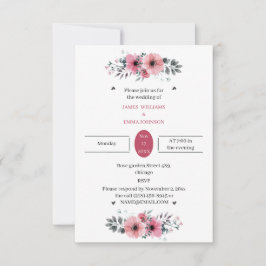 Convite Casamento Personalizado Da Flor De Rosa Elegante