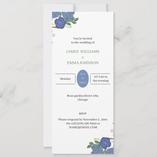 Convite Casamento Personalizado Da Flor Roxo (Frente)