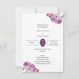 Convite Casamento Personalizado Da Flor Roxo Elegante