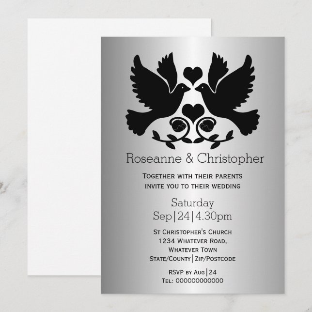 Convite Casamento Personalizado Da Porta Colorida De Prata (Frente/Verso)