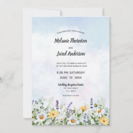 Convite Casamento Personalizado de Aquarela de Flor Silves