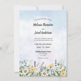 Convite Casamento Personalizado de Aquarela de Flor Silves