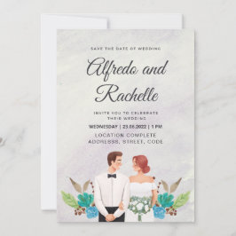 Convite Casamento Personalizado De Aquarela Elegante