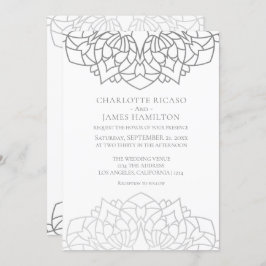 Convite Casamento Personalizado De Cinza Mandala Silver