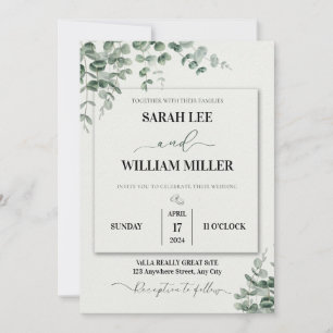 Convite Casamento Personalizado De Cor Verde E Branco