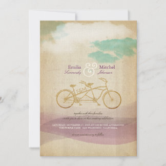 Convite Casamento Personalizado De Cores Aquáticas De Bici