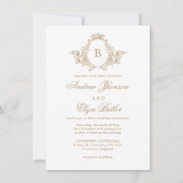 Convite Casamento Personalizado de Crest Dourado Monograma