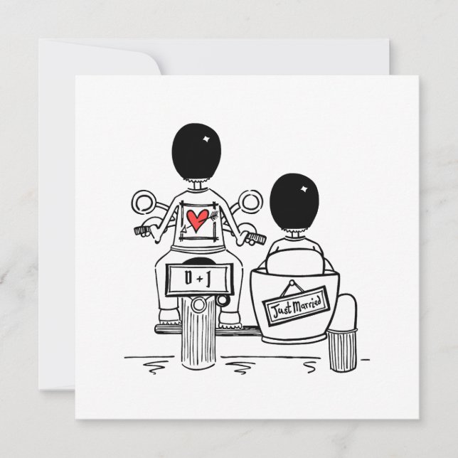 Convite Casamento Personalizado de Dois Noivos com Moto e  (Frente)