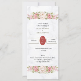 Convite Casamento Personalizado de Flor Rosa Elegante